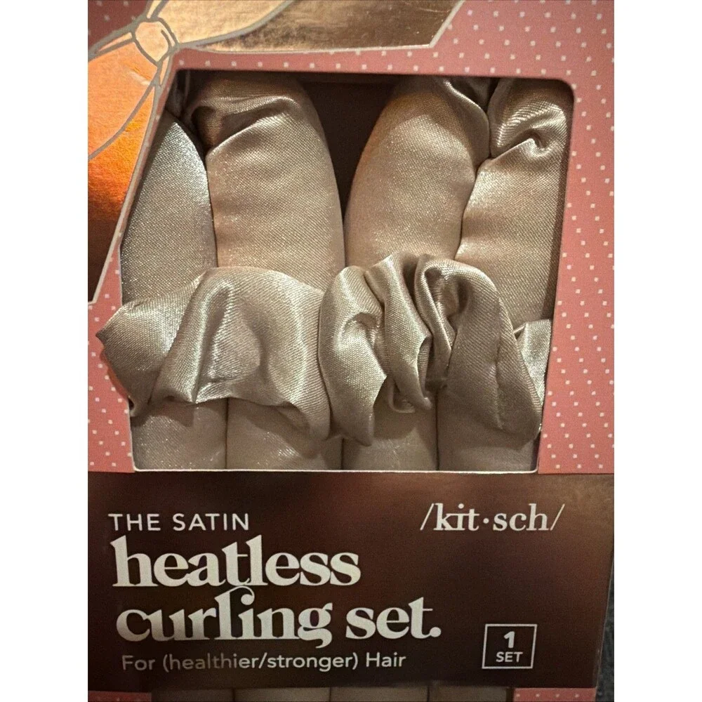 Kitsch The Satin Heatless Curling Set Heatless Curling Rod Champagne New NIB